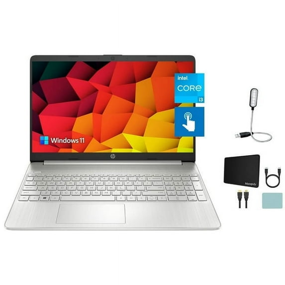 HP Pavilion 15.6 inch HD Touchscreen Laptop, 16GB RAM, 512GB SSD Storage, Intel Core Processor 1215U, Up to 11 Hours Long Battery Life, Fast Charge, Windows 11 Home, Silver with Mazepoly Accessories