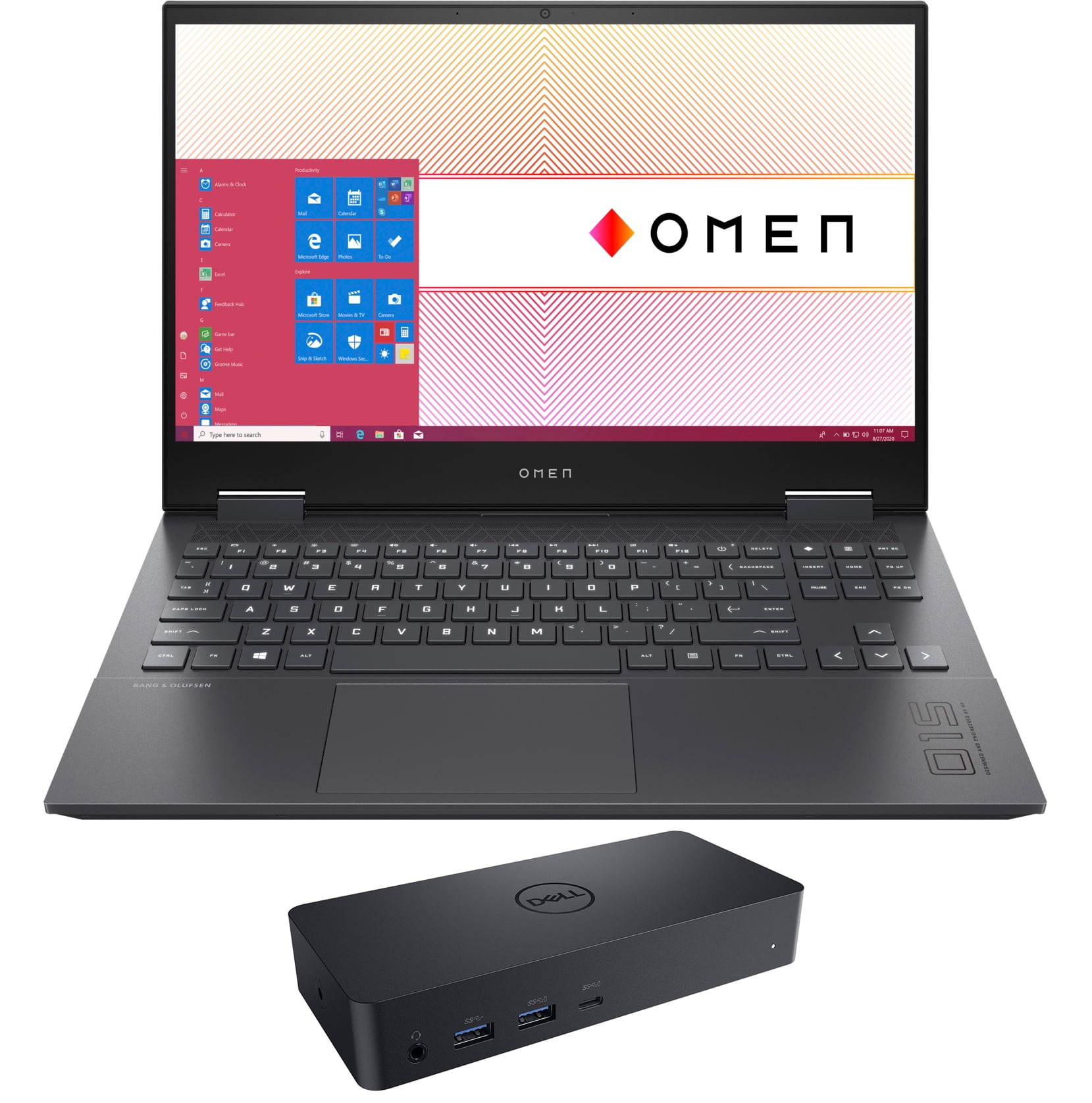HP OMEN 15z-en100 Gaming & Entertainment Laptop (AMD Ryzen 9 5900HX 8-Core, 15.6" 144Hz Full HD (1920x1080), NVIDIA GeForce RTX 3070, 16GB RAM, 2x2TB PCIe SSD (4TB), Win 11 Home) with D6000 Dock