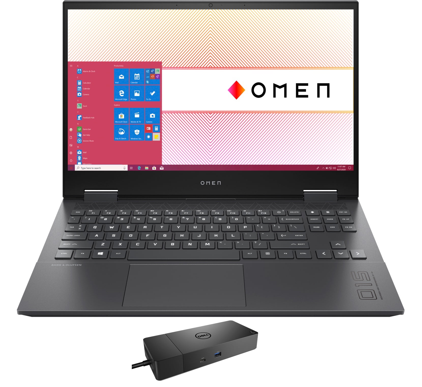 HP OMEN 15z-en100 Gaming/Entertainment Laptop (AMD Ryzen 9 5900HX 8-Core, 15.6in 144Hz Full HD (1920x1080), NVIDIA GeForce RTX 3070, Win 10 Home) with WD19S 180W Dock