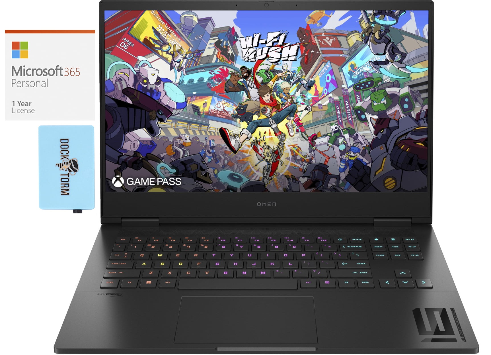 HP OMEN 16 16t-wf100 Gaming/Entertainment Laptop (Intel i7-14700HX 20-Core, 16.1in 240 Hz Quad HD (2560x1440), GeForce RTX 4070, Win 11 Pro) with Microsoft 365 Personal , Dockztorm Hub