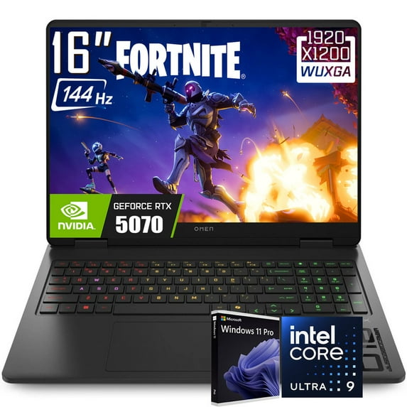 HP OMEN 16 Slim Gaming Laptop, 16" 1920 x 1200 144Hz IPS Display, Intel Core Ultra 9 285H, GeForce RTX 5070, RGB Backlit Keyboard, 1080p Webcam, Windows 11 Pro(16GB DDR5 RAM | 1TB SSD)