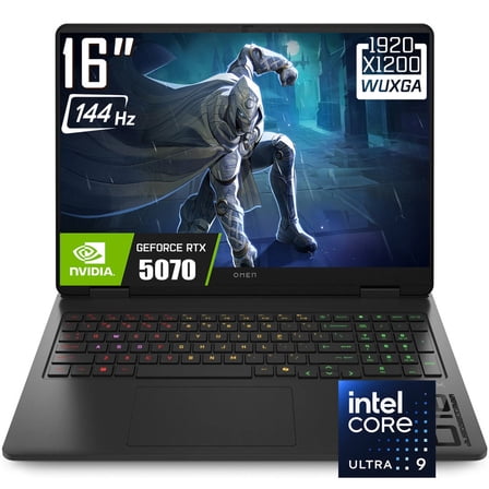 HP OMEN 16 Slim Gaming Laptop, 16" 1920 x 1200 144Hz IPS Display, Intel Core Ultra 9 285H, GeForce RTX 5070, RGB Backlit Keyboard, 1080p Webcam, Windows 11 Home(16GB DDR5 RAM / 1TB SSD)