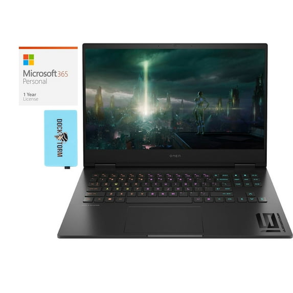 HP OMEN 16 xf00 Gaming/Entertainment Laptop (AMD Ryzen 9 7940HS 8-Core, 16.1in 165 Hz Full HD (1920x1080), Win 11 Home) with Microsoft 365 Personal , Dockztorm Hub