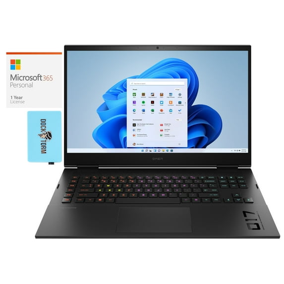 HP OMEN 17t-cm200 Gaming/Entertainment Laptop (Intel i9-13900HX 24-Core, 17.3in 240Hz 2K Quad HD (2560x1440), GeForce RTX 4080, Win 11 Home) with Microsoft 365 Personal , Dockztorm Hub