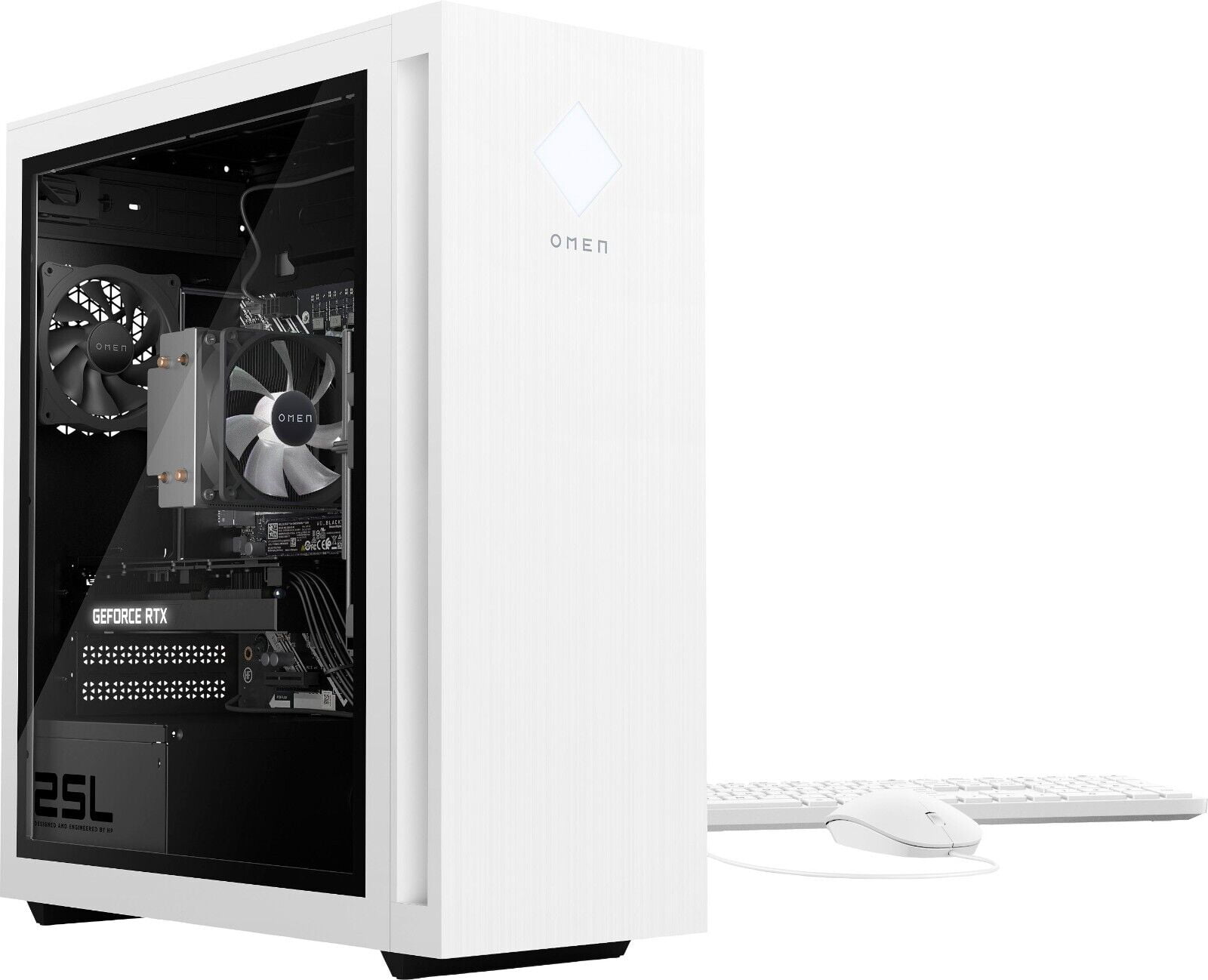 HP OMEN 25L Gaming Desktops, AMD Ryzen 5, 8GB, 512GB SSD, White