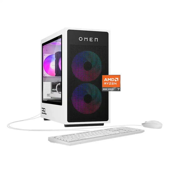HP OMEN - 35L Gaming Desktop - AMD Ryzen 7 8700F 2024 - 32GB DDR5 Memory - NVIDIA GeForce RTX 5070 - 1TB SSD - Panda Metal