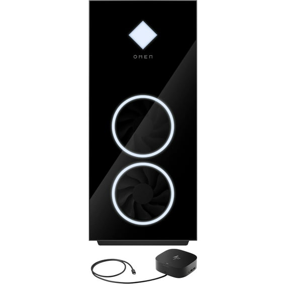 HP OMEN 40L Gaming/Entertainment Desktop PC (AMD Ryzen 5 5600G 6-Core, GeForce RTX 3060 Ti, 64GB RAM, 512GB PCIe SSD + 1TB HDD (3.5), Wifi, Win 10 Pro) with G2 Universal Dock