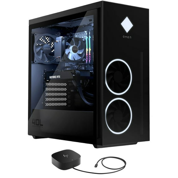 HP OMEN 40L Gaming/Entertainment Desktop PC (AMD Ryzen 7 5700G 8-Core, GeForce RTX 3070, 64GB RAM, 2TB PCIe SSD + 6TB HDD (3.5), Wifi, Win 11 Pro) with G5 Essential Dock