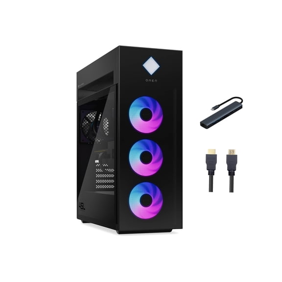 HP OMEN 45L GT22 Gaming Desktop PC, Intel Core Ultra 9 285K, 64GB DDR5 RAM, 2TB NVMe SSD, GeForce RTX 5070, RGB Lighting, Windows 11 Pro, Black with Mazepoly Accessories