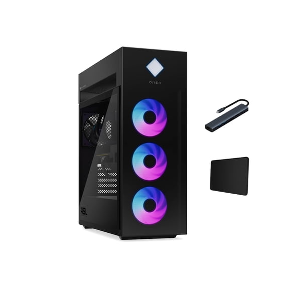 HP OMEN 45L GT22 Gaming Desktop PC, Intel Core Ultra 9 285K Processor, 64GB DDR5 RAM, 2TB NVMe SSD, GeForce RTX 5070, Liquid Cooling, RGB Lighting, Windows 11 Pro, Black with Mazepoly Accessories