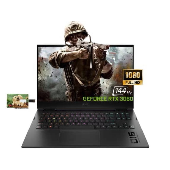 HP OMEN Gaming Laptop, 16.1" FHD 144Hz IPS, Intel Core i7-11800H, Windows 11 Home, 64GB RAM, 2TB SSD, GeForce RTX 3060, Long Battery Life, 32GB Durlyfish USB Card
