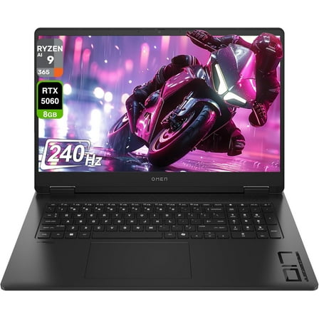 HP OMEN Gaming Laptop, AMD Ryzen AI 9-365, 32 GB DDR5 RAM, 1 TB PCIe SSD, 17.3" FHD (1920x1080) 144Hz Display, Nvidia G-Force RTX 5060, 1-Zone RGB Backlit Keyboard, W11 Home, Black