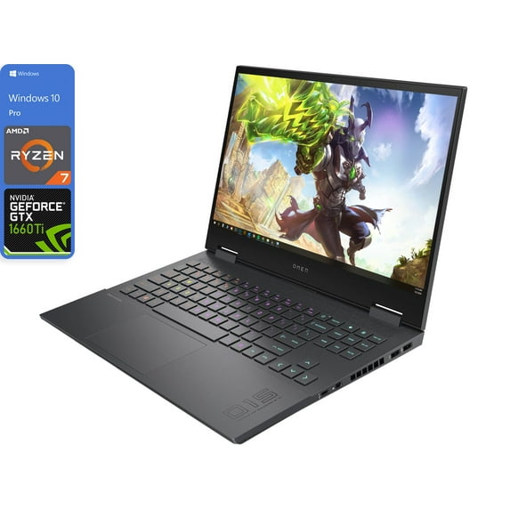 HP OMEN Gaming Notebook, 15.6" 144Hz FHD Display, AMD Ryzen 7 4800H Upto 4.2GHz, 16GB RAM, 512GB NVMe SSD, NVIDIA GeForce GTX 1660 Ti, HDMI, Mini DisplayPort, Wi-Fi, Bluetooth, Windows 10 Pro