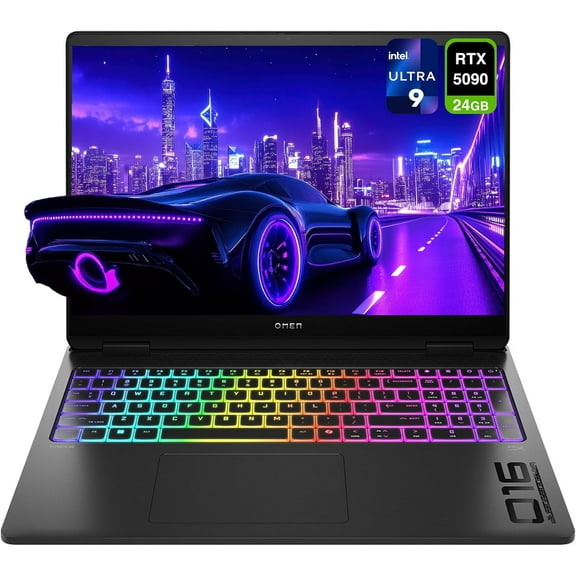 HP OMEN MAX Gaming Laptop, Intel Ultra 9-275HX, 16 GB DDR5 RAM, 512 GB PCIe SSD, 16" WUXGA (1920 x 1200) 165 Hz Display, Nvidia G-Force RTX 5090, 1-zone RGB Backlit Keyboard, W11 Home, Shadow Black