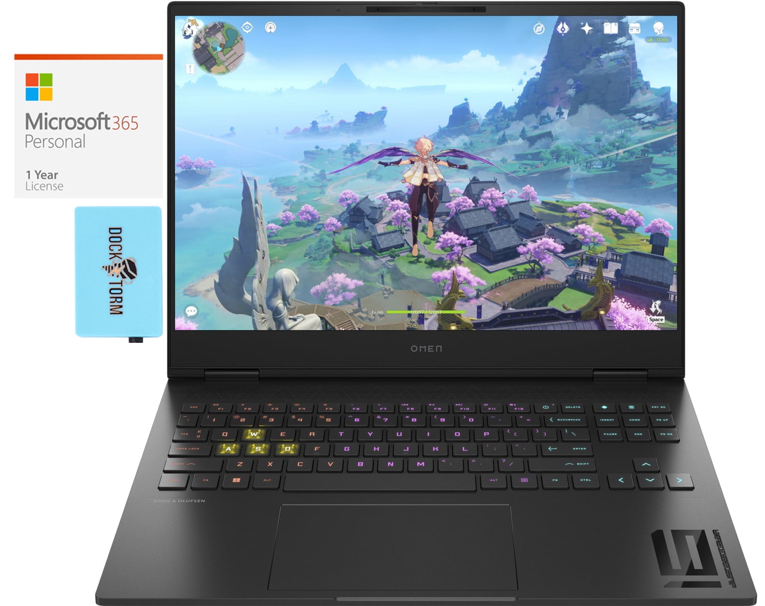 HP OMEN Transcend Gaming/Entertainment Laptop (Intel i7-13700HX 16-Core, 16.0in 240 Hz Wide QXGA (2560x1600), GeForce RTX 4070, Win 11 Home) with Microsoft 365 Personal , Dockztorm Hub
