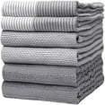 thumbnail image 1 of Premium Kitchen Towels (20”x 28”, 6 Pack) – Large Cotton Kitchen Hand Towels – Flat & Terry Towel – Highly Absorbent Tea Towels Set With Hanging Loop – Grey, 1 of 6