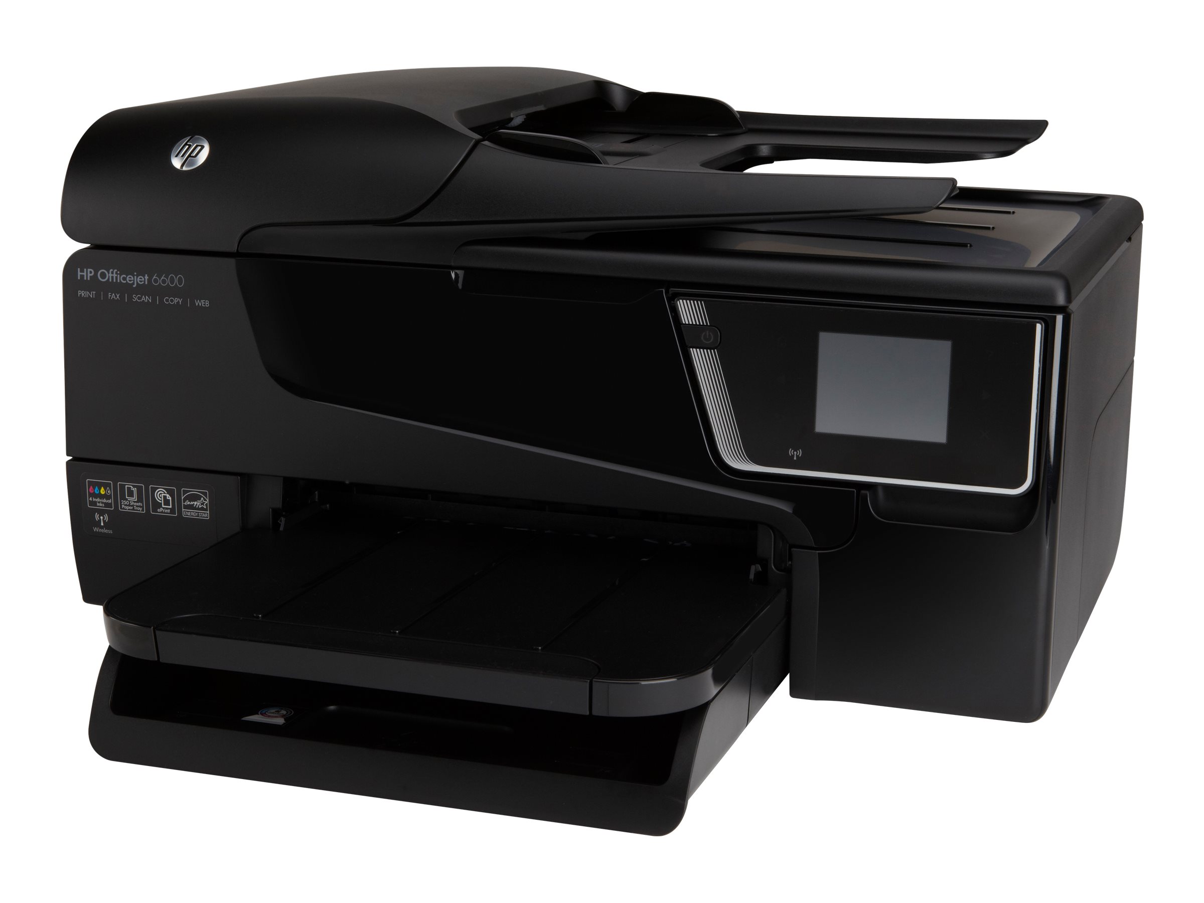 HP Officejet 6600 e-All-in-One H711a - Multifunction printer - color - ink-jet - Legal (8.5 in x 14 in)/A4 (8.25 in x 11.7 in) (original) - Legal (media) - up to 32 ppm (copying) - up to 14 ppm (printing) - 250 sheets - 33.6 Kbps - USB 2.0, Wi-Fi(n) - image 1 of 8
