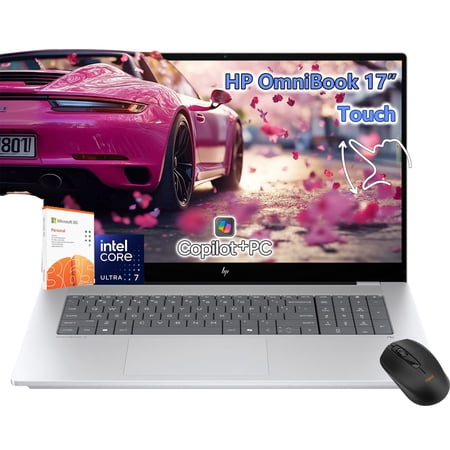 HP OmniBook 17.3 Touchscreen Laptop -Intel Core Ultra 7 Beat AMD Ryzen 7 7735U -32GB RAM| 1TB SSD -Backlit Keyboard -25.5Hours Battery -Windows 11 Copilot AI PC -Business Work College