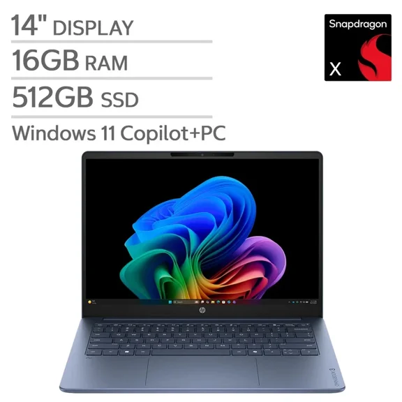 HP OmniBook 3 14" Next Gen AI Laptop - Qualcomm Snapdragon X - Copilot+ PC - 2K OLED (1920 x 1200) - 16GB Memory - 512GB SSD - Windows 11 Home