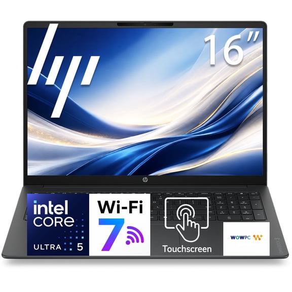 HP OmniBook 3 Laptop, Intel Core Ultra 5 225U, 16" WUXGA IPS Touchscreen, 8GB DDR5 RAM, 512GB PCIe SSD, Wi-Fi 7, Bluetooth 6.0, 1080p FHD Camera, Windows 11 Home, Mica Silver
