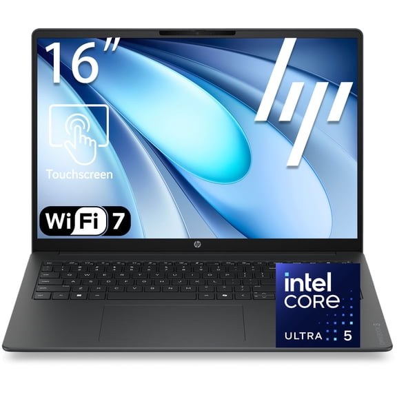 HP OmniBook 3 16 AI Touchscreen Laptop, 16" 2K WUXGA IPS Display, Intel Core Ultra 5 225U, 8GB RAM, 512GB PCIe SSD, Wi-Fi 7, FHD Webcam, Numeric Keypad, Dual USB-C, Windows 11 Home