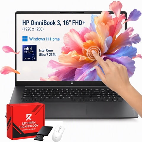 HP OmniBook 3 16" FHD+ Touchscreen Business Laptop, Intel Ultra 7 255U, 16GB DDR5, 1TB SSD, Windows 11 Home w/Accessory