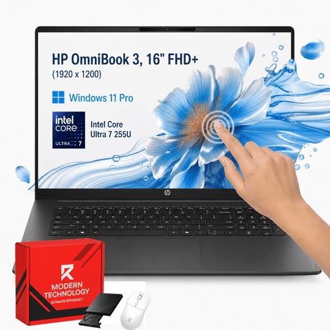 HP OmniBook 3 16" FHD+ Touchscreen Laptop, Intel Ultra 7 255U, 16GB DDR5, 1TB SSD, Windows 11 Pro w/Accessory