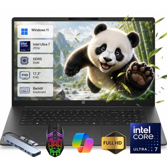 HP OmniBook 3 17.3 inch Laptop Next Gen AI PC 2K IPS Windows 11 Home Intel Core 7 255U 16GB DDR5 512GB SSD