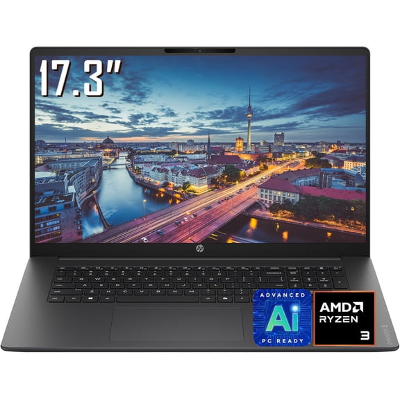 HP OmniBook 3 Laptop, 17.3" FHD 1920 x 1080 IPS LCD Display, AMD Ryzen 3 30, 1080p Webcam, Wi-Fi 6, Bluetooth 5.4, Windows 11 Home (8GB DDR5 RAM | 512GB SSD)