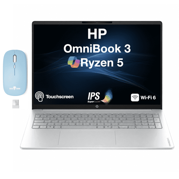 HP OmniBook 3 Ultra Thin 16" Touchscreen Laptop, AMD Ryzen 5 40, 16GB, 512GB SSD, Win 11 Home