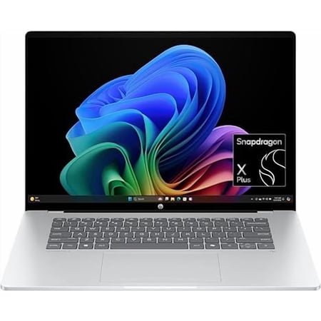 HP OmniBook 5 16” AI Laptop, Snapdragon X Plus, 32GB LPDDR5x-8448 MT/s RAM, 1TB SSD, 2K OLED Touch Display, Up to 34 Hours Battery,Backlit Keyboard,WiFi 6E,Ultra-Slim, Windows 11 Pro,Glacier silver