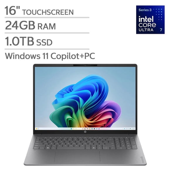 HP OmniBook 5 16" Touchscreen Laptop - Intel Core Ultra 7 Series 3 - Copilot+ PC - 2K (1920 x 1200) - 24GB Memory - 1TB SSD - Windows 11 Home