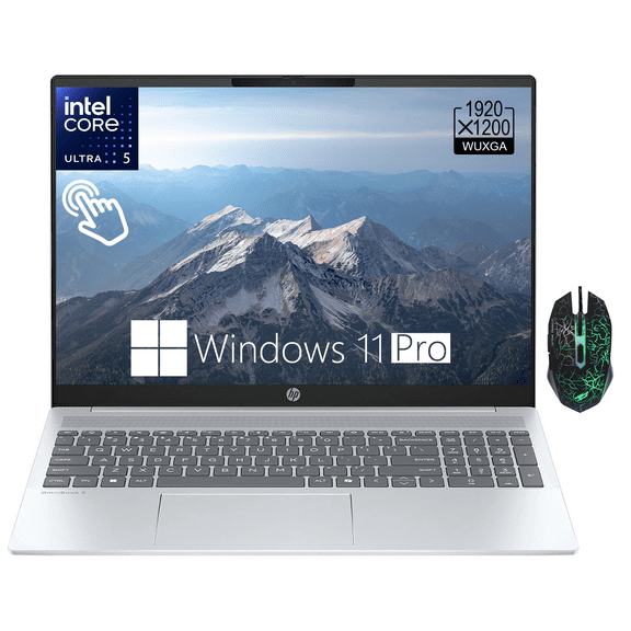HP OmniBook 5 16" WUXGA Touchscreen Business Laptop, 16:10 IPS, Intel 12-Core Ultra 5 225U, 16GB LPDDR5x RAM, 1TB SSD, Backlit KB, Wi-Fi 6, Bluetooth 5.4, Copilot+ PC, Win11 Pro, Silver