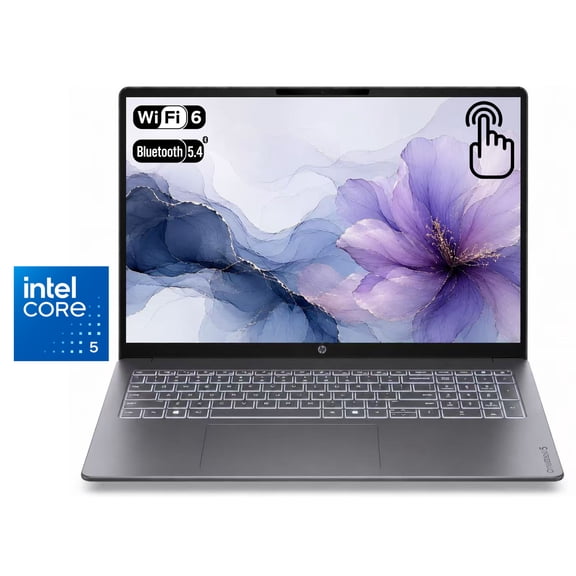 HP OmniBook 5 Business Laptop 16" IPS WUXGA Touchscreen Intel core 5 120U (Beat i5-1335U) Intel Graphics 16GB DDR5 RAM 512GB SSD Backlit KB Wi-Fi 6 BT 5.4 FHD Webcam Copilot+ PC Windows 11 Pro Grey