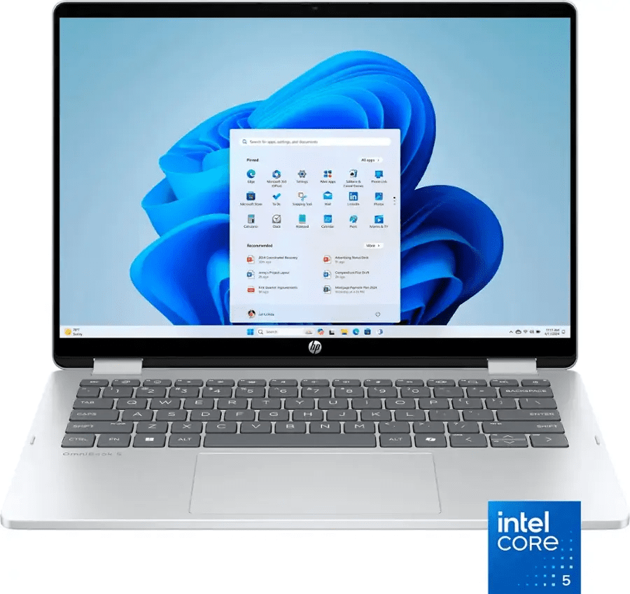 HP OmniBook 5 Flip 14 Full HD+ 2-in-1 Touchscreen Laptop, Intel Core 5 120U, 8GB RAM, 512GB SSD, Windows 11 Home