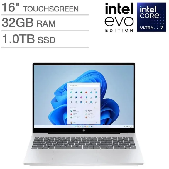 HP OmniBook 7 16" Touchscreen Laptop - Intel Evo Platform Powered by Intel Core Ultra 7 255H - 2K OLED 120Hz - 32GB Memory - 1TB SSD - Windows 11 Home