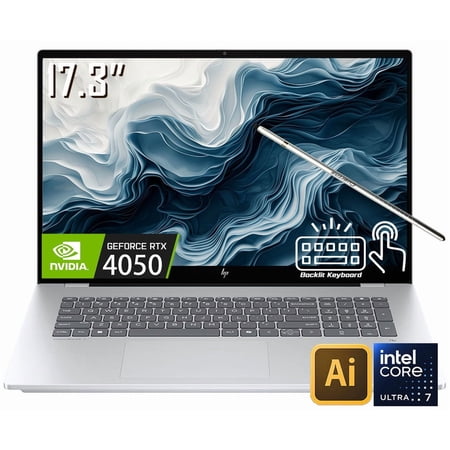 HP OmniBook 7 Copilot+ AI Gaming Laptop, 17.3" 1920 x 1080 IPS FHD Touchscreen, Intel Core Ultra 7 258V, NVIDIA GeForce RTX 4050, WiFi 6E, 5MP IR Camera, Backlit KB, Win11 Home(32GB DDR5 RAM|1TB SSD)