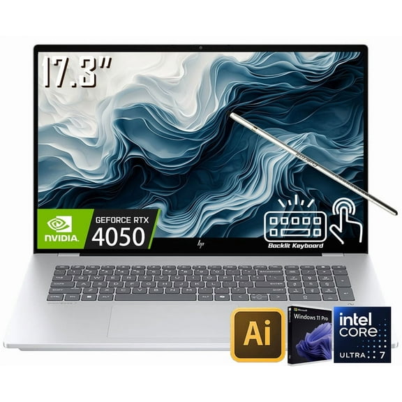 HP OmniBook 7 Copilot+ AI Gaming Laptop, 17.3" 1920 x 1080 IPS FHD Touchscreen, Intel Core Ultra 7 258V, NVIDIA GeForce RTX 4050, WiFi 6E, 5MP IR Camera, Backlit KB, Win11 Pro(32GB DDR5 RAM|2TB SSD)