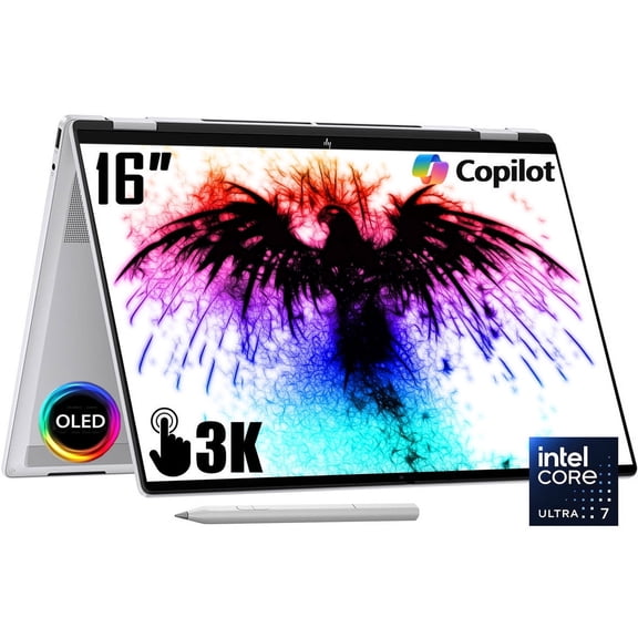 HP OmniBook 7 Flip 2-in-1 Copilot+ AI PC Laptop, 16" 3K OLED Touchscreen, Intel Evo Platform 8-Core Ultra 7 258V(>Ultra 9 185H), WiFi 7, Backlit KB, Win11 Home(32GB DDR5 RAM|1TB SSD)
