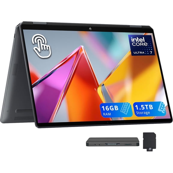 HP OmniBook Ultra Flip 14" 3K OLED Touch 2-in-1 Laptop, Intel Core Ultra 7 256V, 16GB RAM, 1.5TB Storage(512GB SSD+1TB Docking Station), Intel Arc Graphics, Backlit Keyboard, Copilot+ PC, Win11, Gray