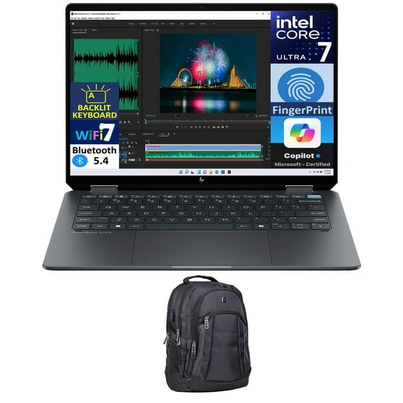 HP OmniBook Ultra Flip 2-in-1 Laptop 14.0in Touchscreen 2.8K Display (Intel Ultra 7-256V, 16GB LPDDR5, 1TB PCIe SSD, Backlit KB, Fingerprint, 2 Thunderbolt 4, WiFi 7, Win 11 Pro) w/Premium Backpack