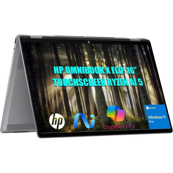 HP OmniBook X Flip 16" 2K Touchscreen LED Business Laptop, AMD Ryzen AI 5 340, 16GB LPDDR5, 512GB SSD, Backlit KB, Windows 11 Pro