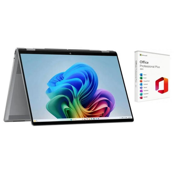 HP OmniBook X Flip 2-in-1 16" FHD+ Touch Screen Laptop |AMD Ryzen AI 5 340|AMD Radeon 840M | Copilot|Backlit|Meteor Silver| 16GB RAM DDR5 | 1024GB SSD |Windows 11 Pro|Bundle with Microsoft Office 2021