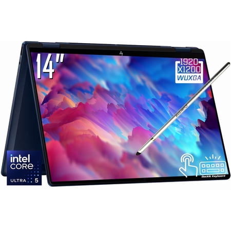 HP OmniBook X Flip 2-in-1 Copilot+ AI Laptop, 14" 2K 1920 x 1200 LED Touchscreen, Intel Core Ultra 5 226V, 5MP IR Webcam, Backlit KB, Stylus Pen, Win11 Home (16GB DDR5 RAM - 512GB SSD)