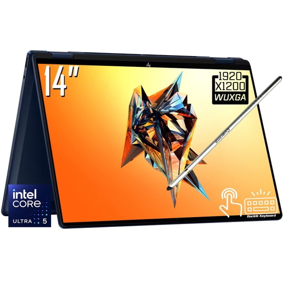 HP OmniBook X Flip 2-in-1 Copilot+ AI Laptop, 14" 2K 1920 x 1200 LED Touchscreen, Intel Core Ultra 5 226V, 5MP IR Webcam, Backlit KB, Stylus Pen, Win11 Home (16GB DDR5 RAM | 512GB SSD)
