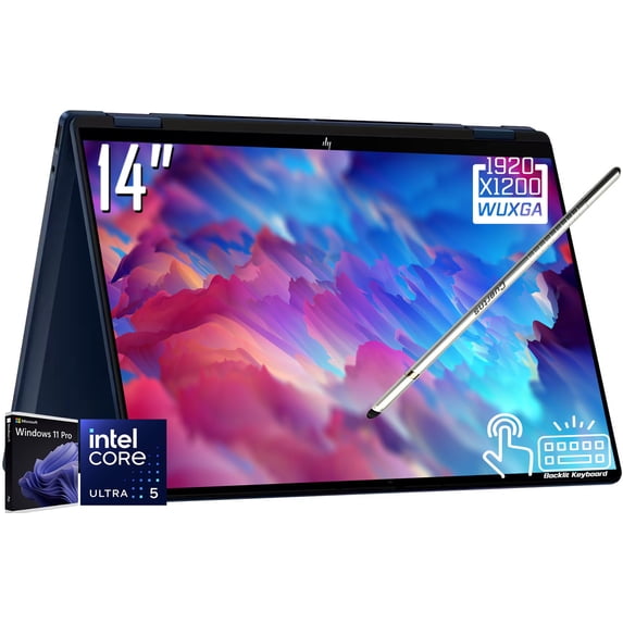 HP OmniBook X Flip 2-in-1 Copilot+ AI Laptop, 14" 2K 1920 x 1200 LED Touchscreen, Intel Core Ultra 5 226V, 5MP IR Webcam, Backlit KB, Stylus Pen, Win11 Pro (16GB DDR5 RAM - 2TB SSD)
