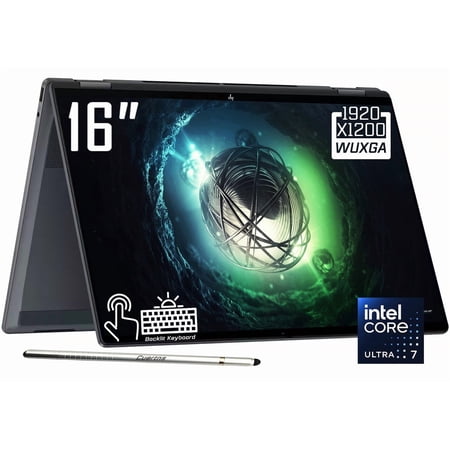 HP OmniBook X Flip 2-in-1 Copilot+ AI Laptop, 16" 2K 1920 x 1200 LED IPS Touchscreen, Intel 8-Core Ultra 7 256V, 5MP IR Webcam, Backlit KB, Stylus Pen, Win11 Home (16GB DDR5 RAM - 1TB SSD)