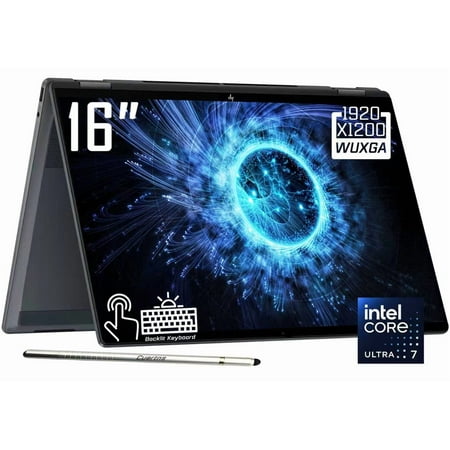 HP OmniBook X Flip 2-in-1 Copilot+ AI Laptop, 16" 2K 1920 x 1200 LED IPS Touchscreen, Intel 8-Core Ultra 7 256V, 5MP IR Webcam, Backlit KB, Stylus Pen, Win11 Home (16GB DDR5 RAM | 1TB SSD)
