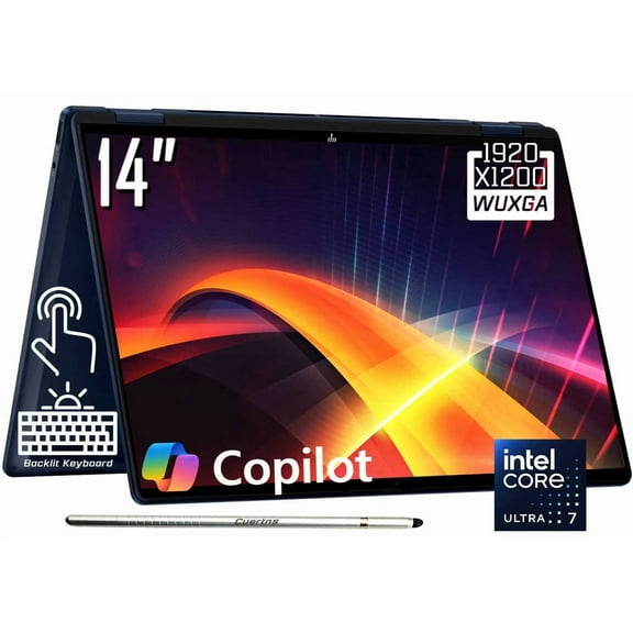 HP OmniBook X Flip 2-in-1 Copilot+ AI PC Laptop, 14" 2K 1920 x 1200 IPS Touchscreen, Intel 8-Core Ultra 7 256V, 5MP IR Webcam, Backlit KB, Stylus Pen, Win11 Home (16GB DDR5 RAM - 1TB SSD)
