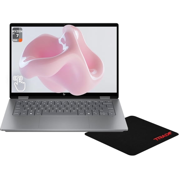 HP OmniBook X Flip 2-in-1 Copilot+ Laptop, AMD Ryzen AI 7-350, 24 GB LDDR5X RAM, 4 TB PCIe SSD, 14" 2K(1920x1200)Touchscreen, AMD Radeon 860M, Backlit Keyboard, W11 Home, Meteor Silver+Traix MousePad
